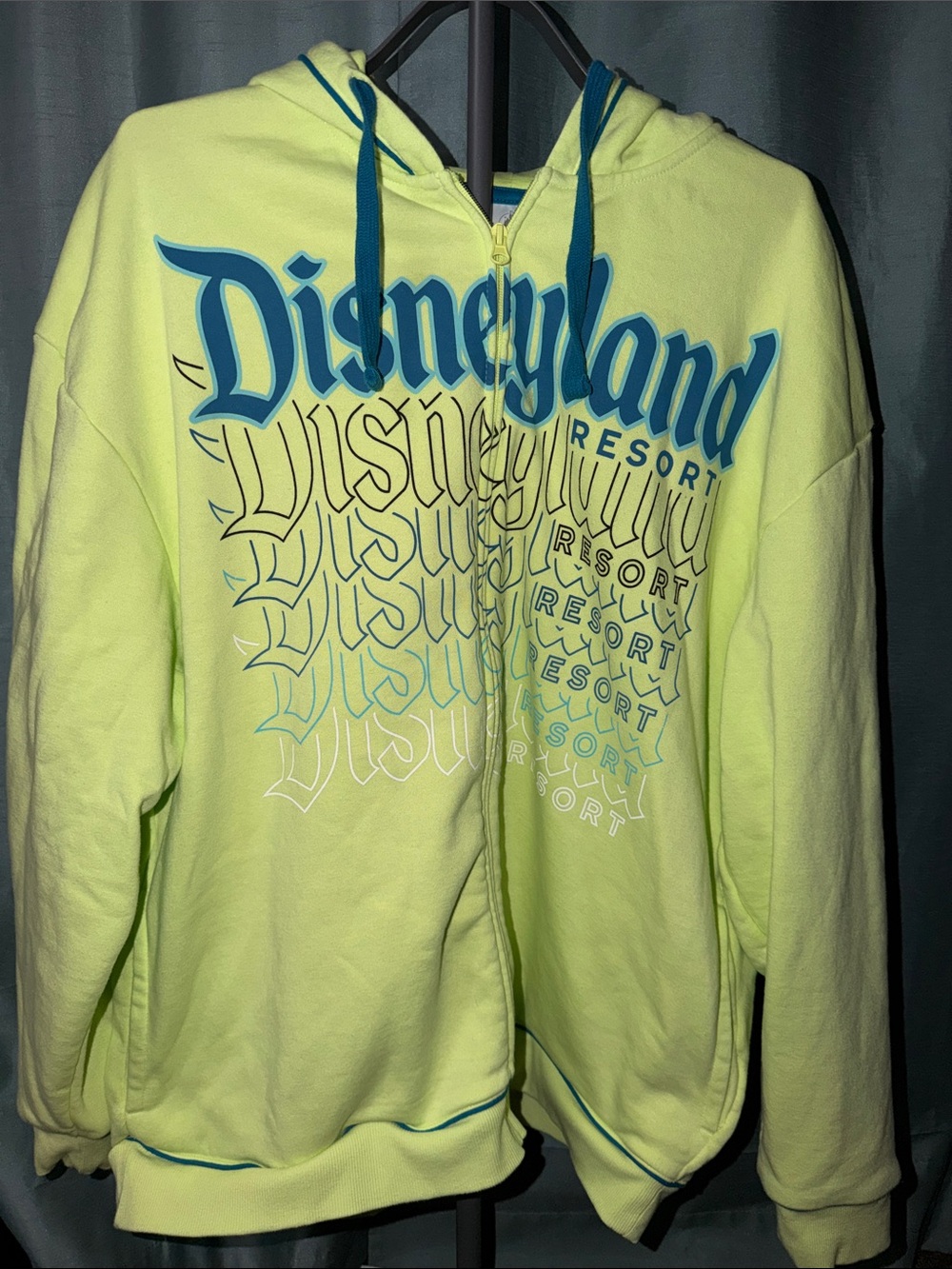 Disneyland Neon Green Zip-Up Hoodie - Unisex XL